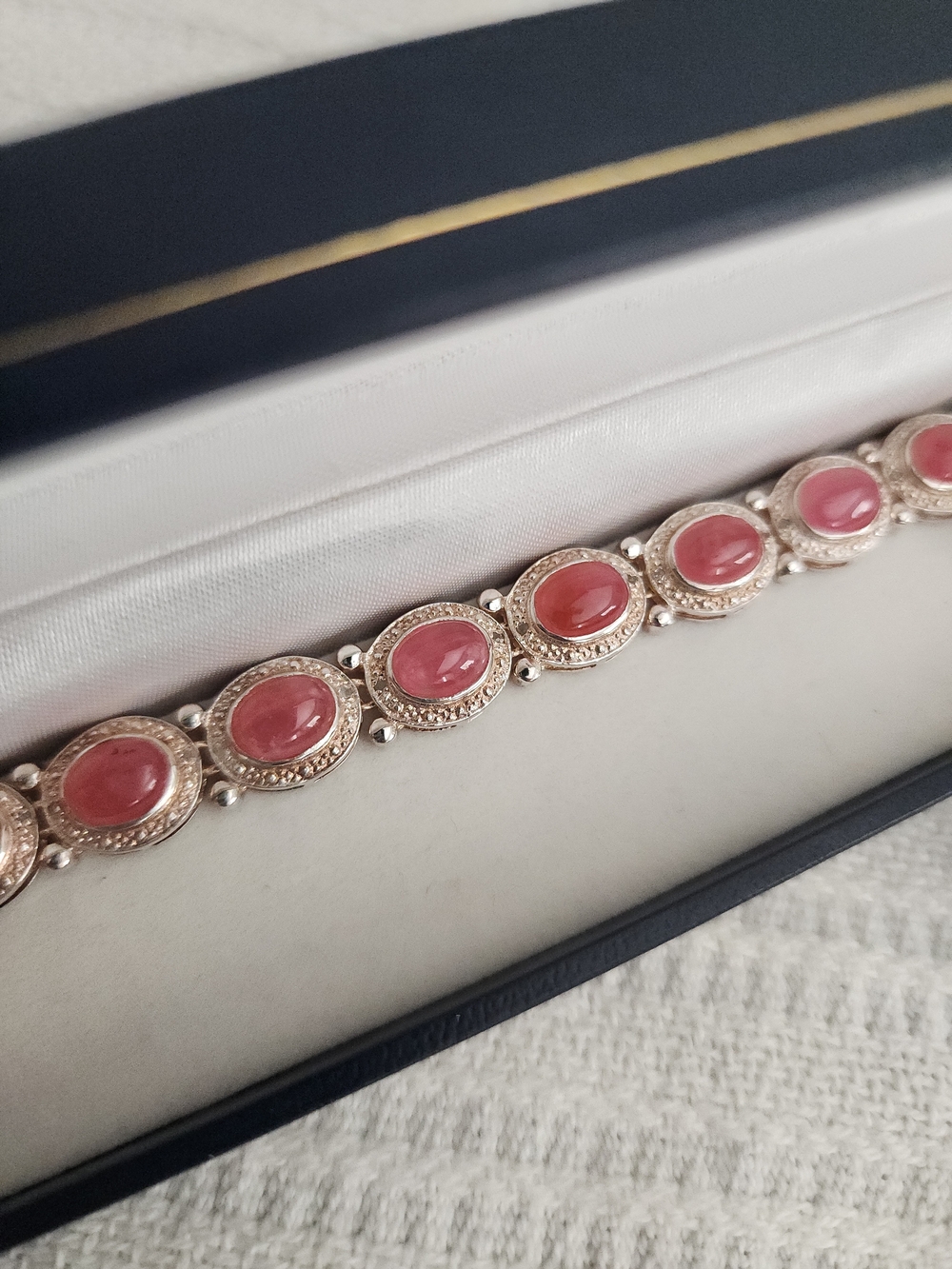 NWT Elegant Rhodochrosite Silver Bracelet - Women Jewelry